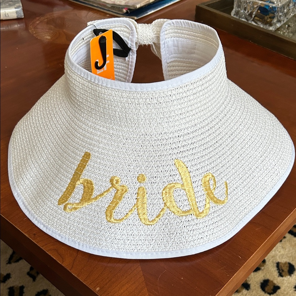 Love of Fashion White and Gold Bride Sun Visor, NWT